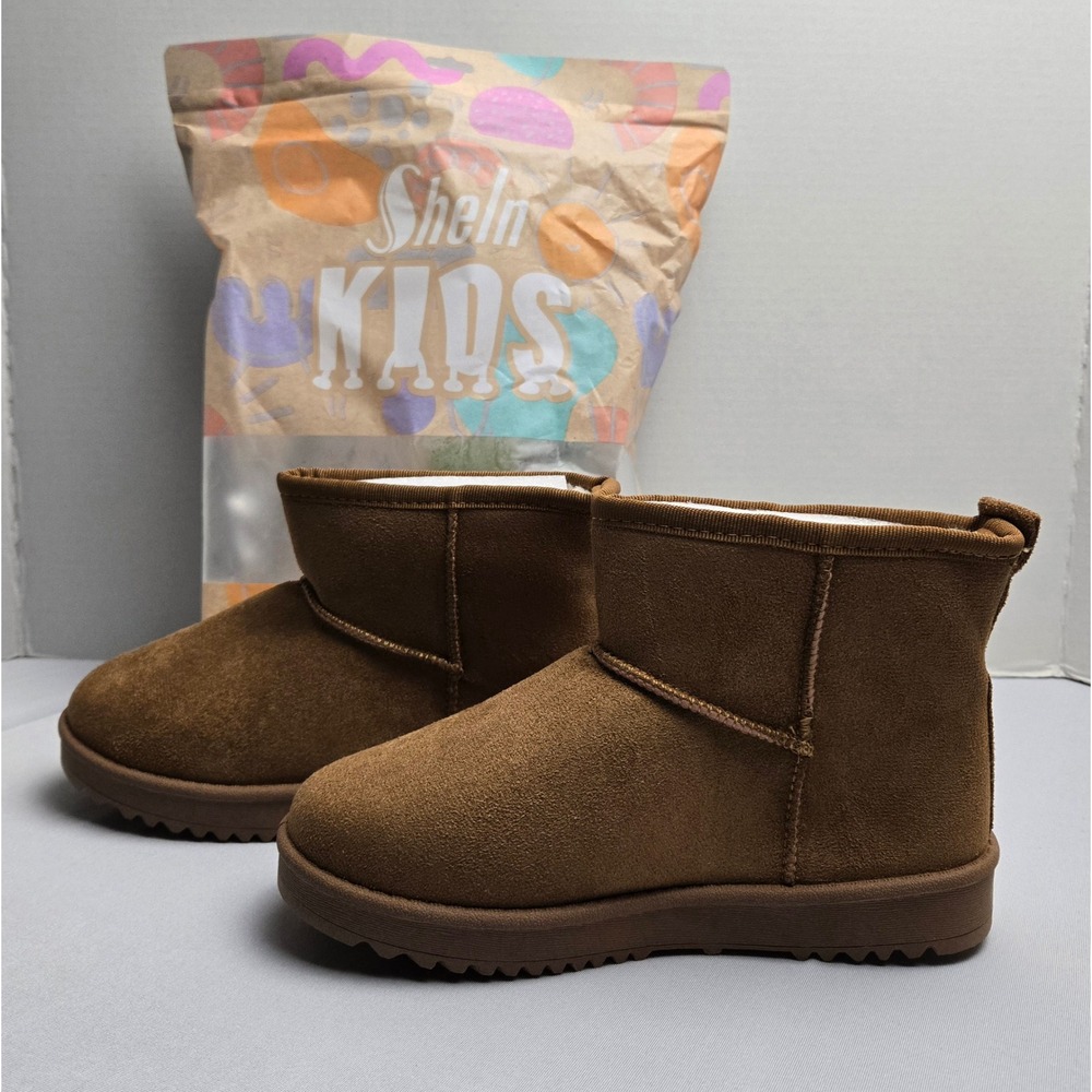 Shein Kids Tan Faux Suede Fur Lined Ankle Boots FLMA016382825 Size US 2